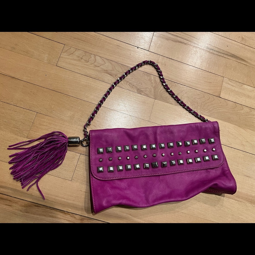 Fuchsia Studded Popcorn Milano Handbag